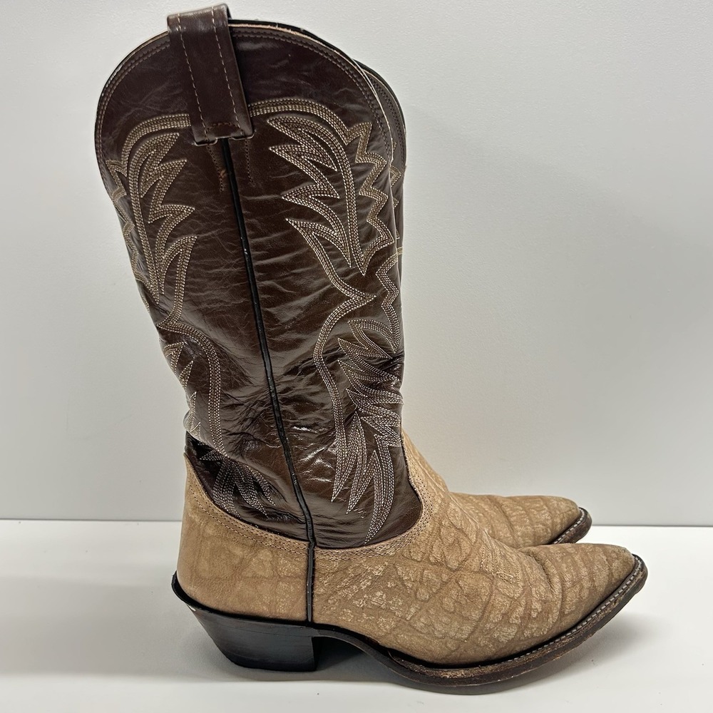 Vintage Nocona Cape Buffalo Cowboy Boots Men's 8 Ee Exotic Western Usa View 3